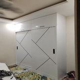 Trueliving 5 Door Sliding White wardrobes Laminated Finish & PU Finish 8Ft *2 Ft *9Ft -2438.4MM X 609MM X 2743.2MM)